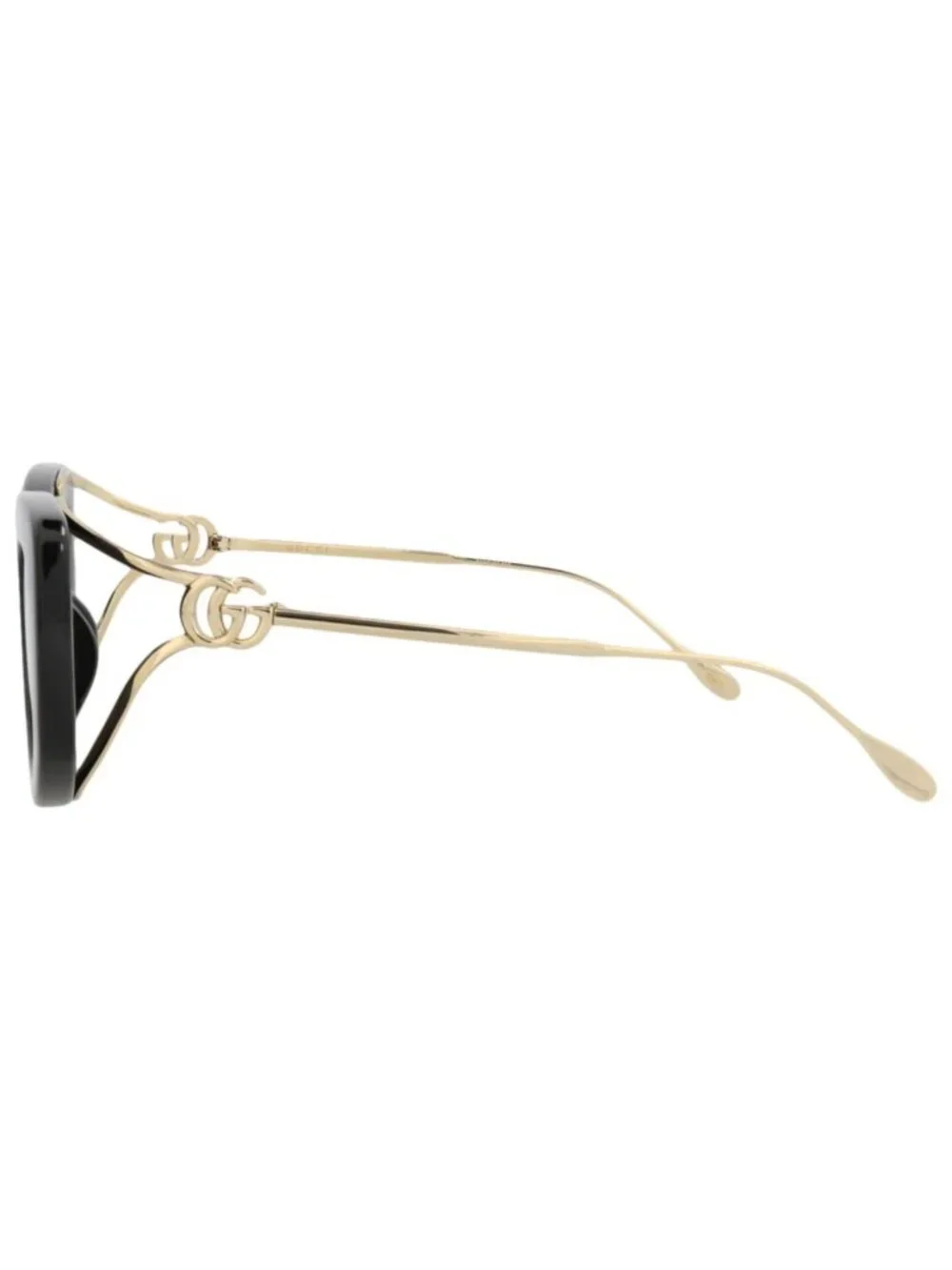 New Gucci Women's Sunglasses Square Rectangle Injection Frame Black Gold Grey